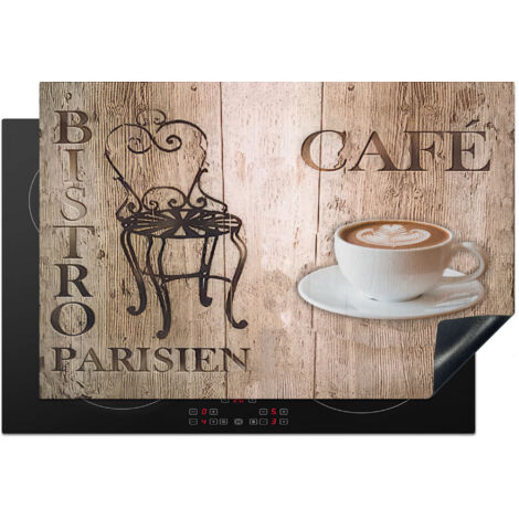Induction Hob Protector Bistro Parisien - Cafe - Coffee - Vintage 77x51 cm