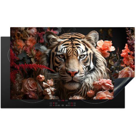 Induction Hob Protector Tiger - Animal - Nature - Floral - Botanical 91.6x52.7 cm