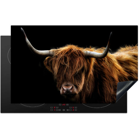 Induction Hob Protector Scottish Highlander - Horns - Black - Animals - Nature - Wild - Cow 85x52 cm