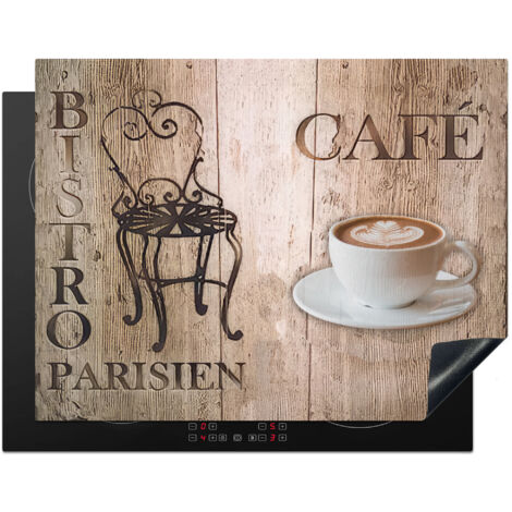 Induction Hob Protector Bistro Parisien - Cafe - Coffee - Vintage 77x59 cm