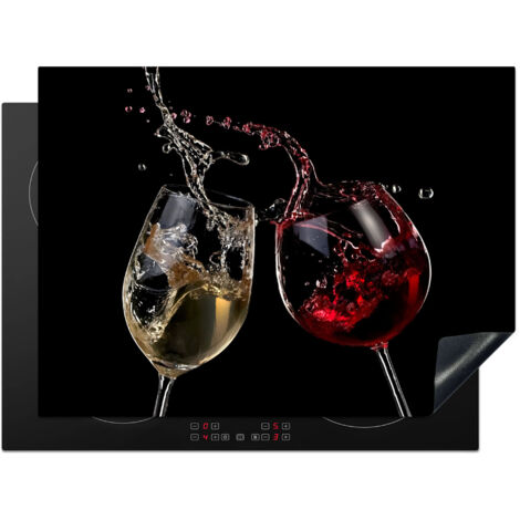 Induction Hob Protector Red Wine - White Wine - Glass - Black 70x52 cm