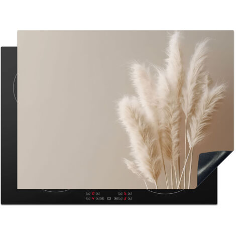 Induction Hob Protector Pampas grass - Plumes - Pastel - White 70x52 cm