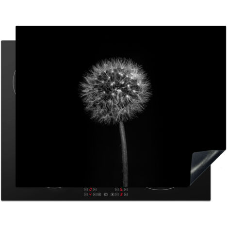 Induction Hob Protector Dandelion - Black - Floral - Botanical 77x59 cm