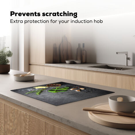 Induction Hob Protector Lime - Herbs - Spices - Green - Gray - Concrete ...