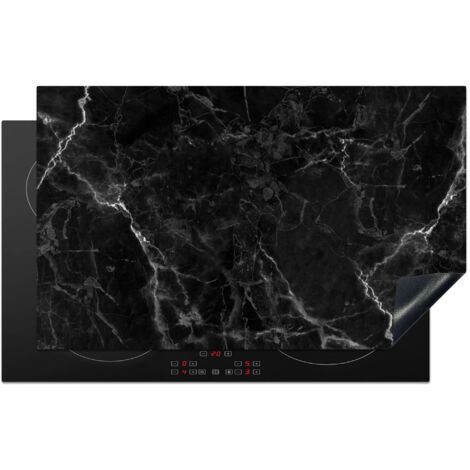 Induction Hob Protector Marble - Black - White - Texture - Marble look 85x52 cm
