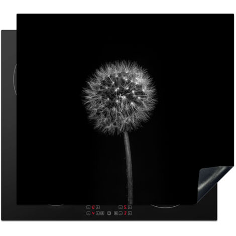 Induction Hob Protector Dandelion - Black - Floral - Botanical 57.6x51.6 cm