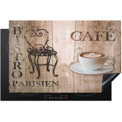 Induction Hob Protector Bistro Parisien - Cafe - Coffee - Vintage 81x52 cm
