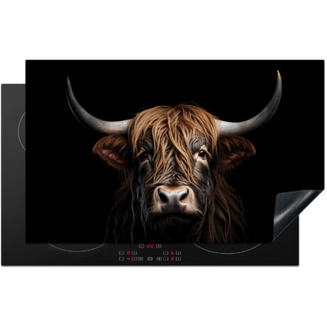 Induction Hob Protector Scottish highlander - Portrait - Black - Animal 83x51 cm