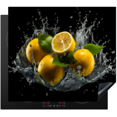 Induction Hob Protector Lemon - Fruit - Yellow - Black 57.6x51.6 cm
