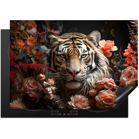 Induction Hob Protector Tiger - Animal - Nature - Floral - Botanical 75x52 cm
