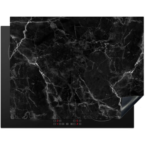 Induction Hob Protector Marble - Black - White - Texture - Marble look 77x59 cm
