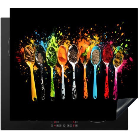 Induction Hob Protector Spoons - Spices - Modern - Graffiti - Paint - Colorful 59x52 cm (1/5)
