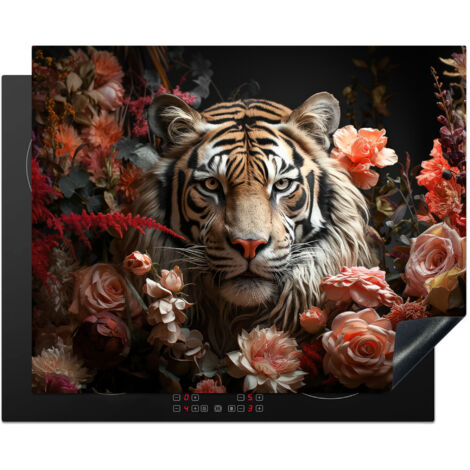 Induction Hob Protector Tiger - Animal - Nature - Floral - Botanical 65x52 cm