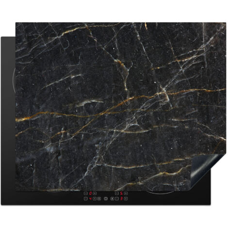 Induction Hob Protector Marble - Black - Gold - Gray - Marble texture 65x52 cm