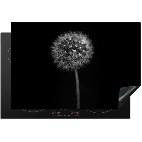 Induction Hob Protector Dandelion - Black - Floral - Botanical 76x51.5 cm