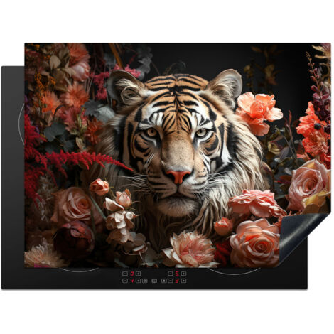 Induction Hob Protector Tiger - Animal - Nature - Floral - Botanical 71x52 cm
