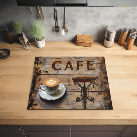Timber Induction Protector Induction Hob Protector Cafe - Wood - Coffee - Shelves 59x52 cm