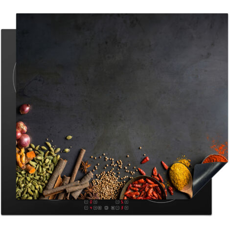 Induction Hob Protector Herbs - Food - Spices - Black - Paprika - Cinnamon 57.6x51.6 cm (1/5)