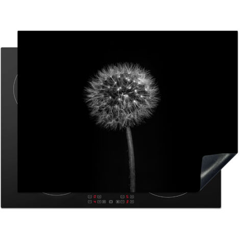 Induction Hob Protector Dandelion - Black - Floral - Botanical 71x52 cm