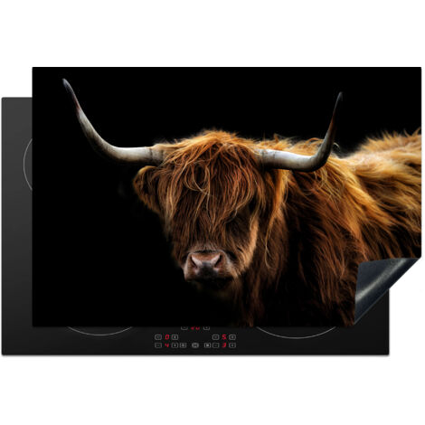 Induction Hob Protector Scottish Highlander - Horns - Black - Animals - Nature - Wild - Cow 78x52 cm