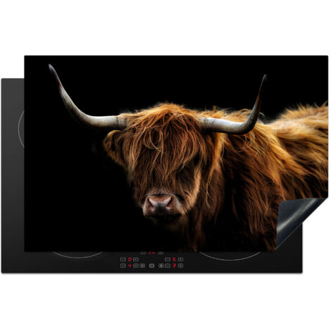 Induction Hob Protector Scottish Highlander - Horns - Black - Animals - Nature - Wild - Cow 80x52 cm