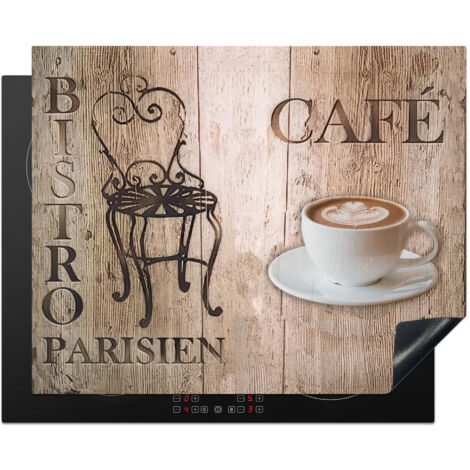 Induction Hob Protector Bistro Parisien - Cafe - Coffee - Vintage 65x52 cm