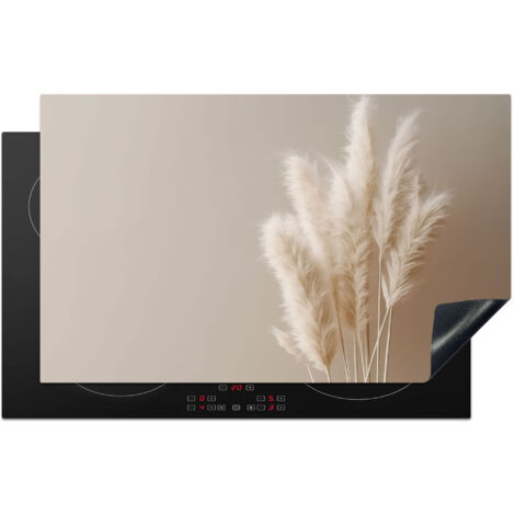 Induction Hob Protector Pampas grass - Plumes - Pastel - White 83x51 cm