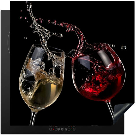 Induction Hob Protector Red Wine - White Wine - Glass - Black 78x78 cm