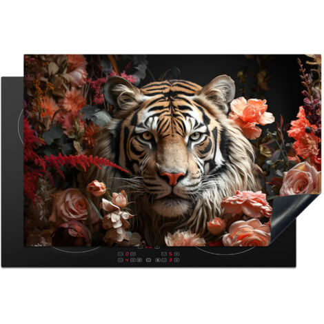 Induction Hob Protector Tiger - Animal - Nature - Floral - Botanical 81.2x52 cm