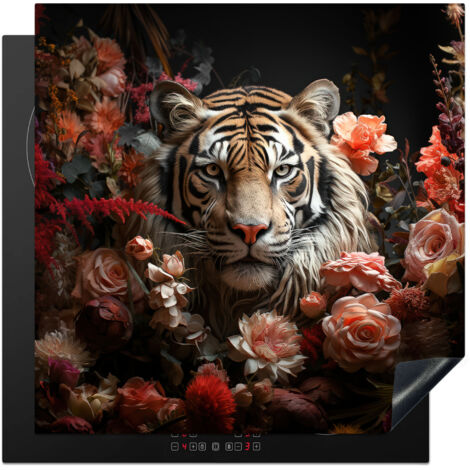 Induction Hob Protector Tiger - Animal - Nature - Floral - Botanical 78x78 cm