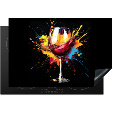 Induction Hob Protector Wine - Glass - Graffiti - Drink - Red - Paint 77x51 cm