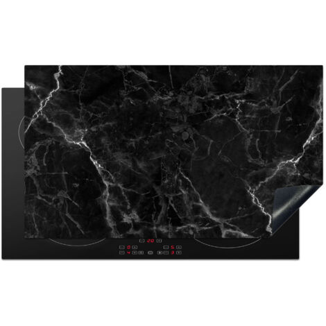 Induction Hob Protector Marble - Black - White - Texture - Marble look 91.6x52.7 cm