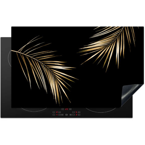 Induction Hob Protector Leaves - Plants - Gold - Black - Luxury 85x52 cm