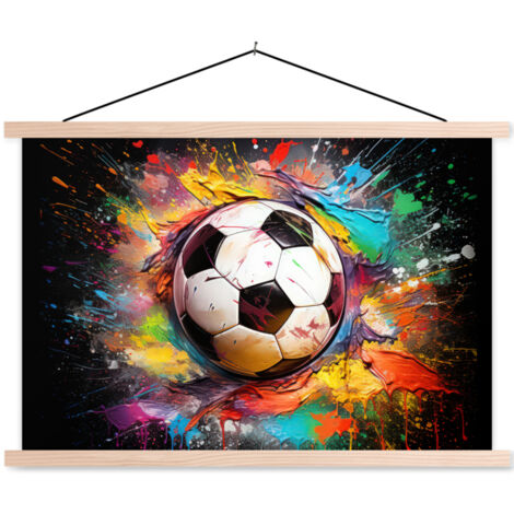 TEXTILE WALL ART Soccer - Paint - Colors - Black - White 60x40 cm (1/3)