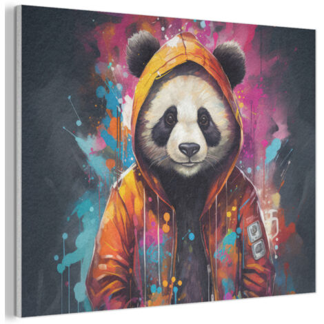 Acoustic Felt Wall Art Panda - Jacket - Graffiti - Orange 100x70 cm (1/5)