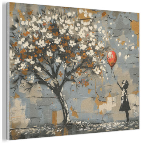 Acoustic Felt Wall Art Tree - Graffiti - Banksy Style - Balloon Girl 100x70 cm (1/5)