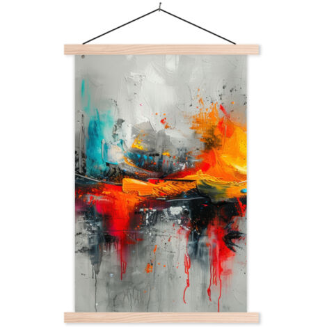 TEXTILE WALL ART Modern art - Orange - Gray - Abstract 40x60 cm
