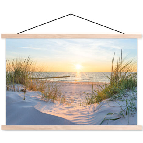 TEXTILE WALL ART Beach - Sun - Dune - Grass - Sand - Horizon 90x60 cm