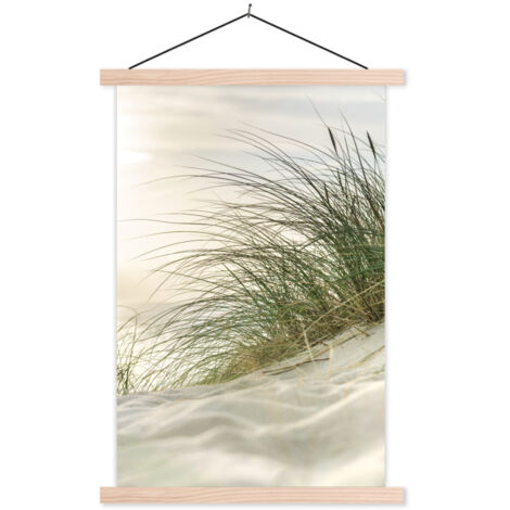 TEXTILE WALL ART Dunes with marram grass under the sun of the German national park Schleswig-Holsteinisches Wattenmeer 40x60 cm (1/3)