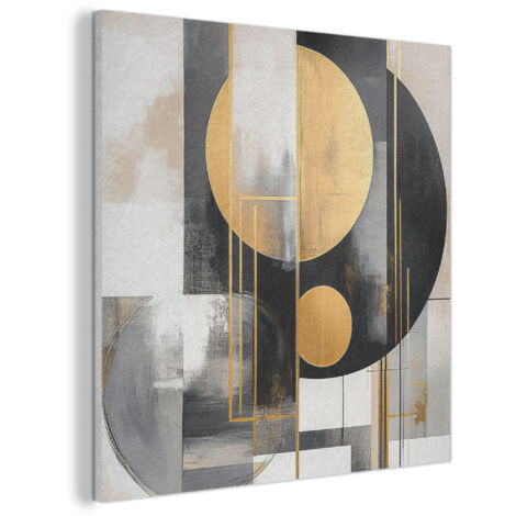 Acoustic Felt Wall Art Abstract - Gold - Silver - Shapes - Aesthetic - Modern 90x90 cm (1/5)