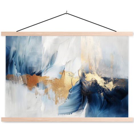 TEXTILE WALL ART Gold - Blue - Watercolor - Art - Modern 60x40 cm (1/3)