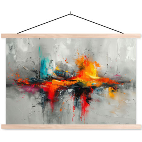 TEXTILE WALL ART Modern art - Orange - Gray - Abstract 60x40 cm (1/3)