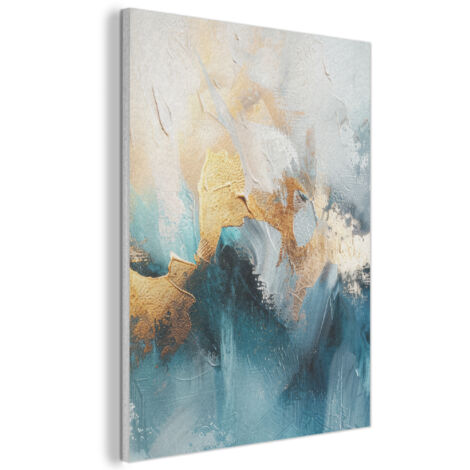Acoustic Felt Wall Art Abstract - Art - Gold - Blue 70x100 cm