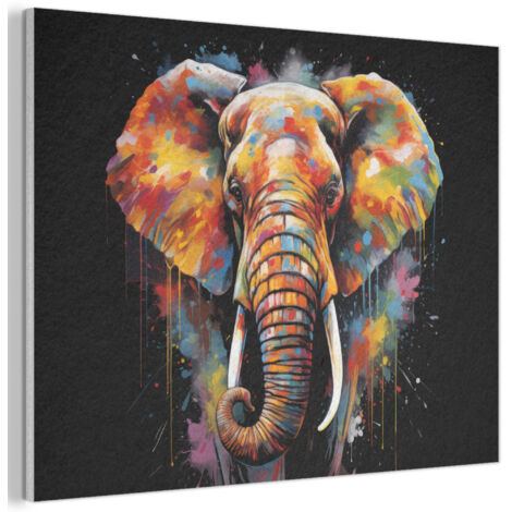 Acoustic Felt Wall Art Elephant - Graffiti - Black - Animals - Colors 100x70 cm (1/5)