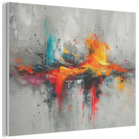Acoustic Felt Wall Art Modern art - Orange - Gray - Abstract 100x70 cm (1/5)