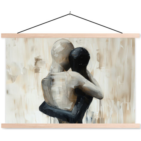 TEXTILE WALL ART Abstract - Love - Black and white - Modern 60x40 cm (1/3)