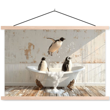 TEXTILE WALL ART Vintage - Penguin - Bathtub - Foam 90x60 cm