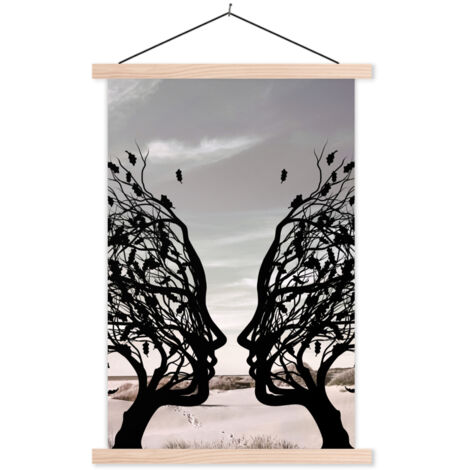 TEXTILE WALL ART Beach - Sea - People - Tree - Modern art 40x60 cm (1/3)