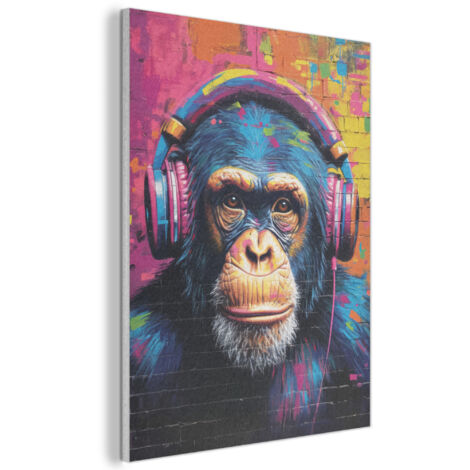 Acoustic Felt Wall Art Graffiti - Chimpanzee - Street art - Headphones - Monkey 70x100 cm (1/5)