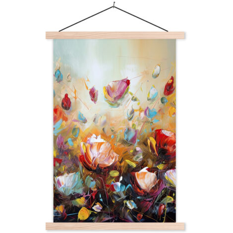 TEXTILE WALL ART Flowers - Art - Nature - Oil painting 40x60 cm